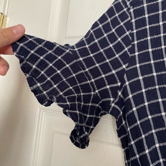 BP Navy Checkered Wrap Dress size XS - Picture 4 of 6